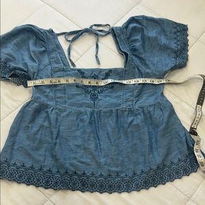 Old Navy Blue Smocked Peplum Blouse